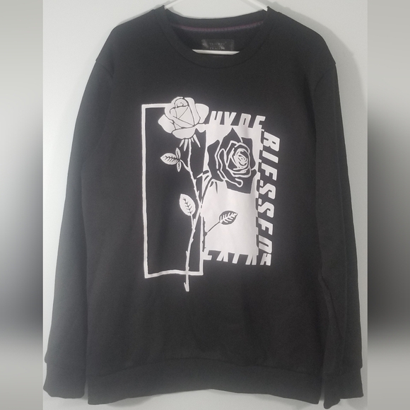 Triumph Tragedy Black & White Rose Graphic Print Sweatshirt. Extra Hype. Size XL - Picture 1 of 6